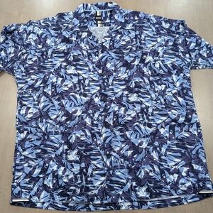 $138 Mens BOSS "Drew" Palm Print SS Camp Shirt Blue